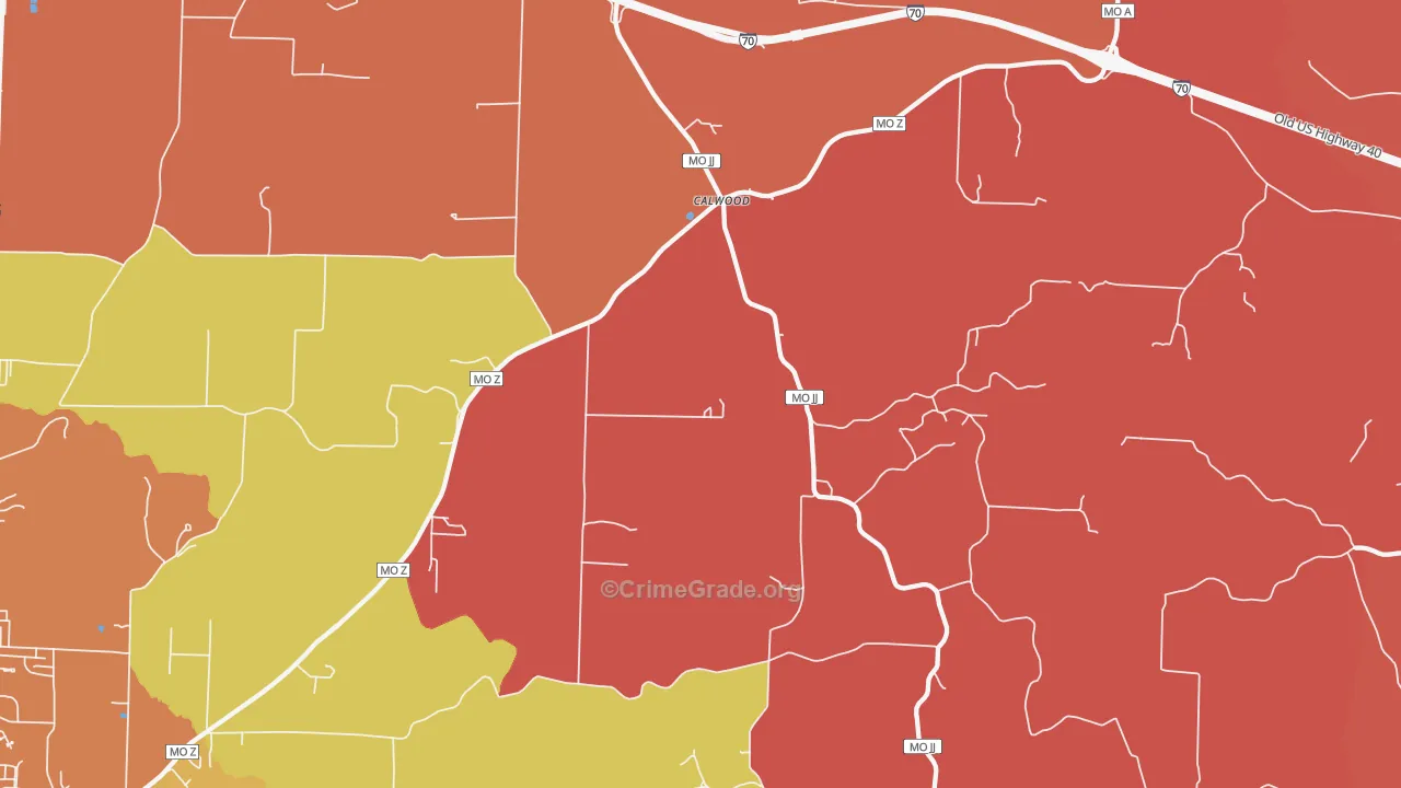 Calwood, MO Map of Arson Rates