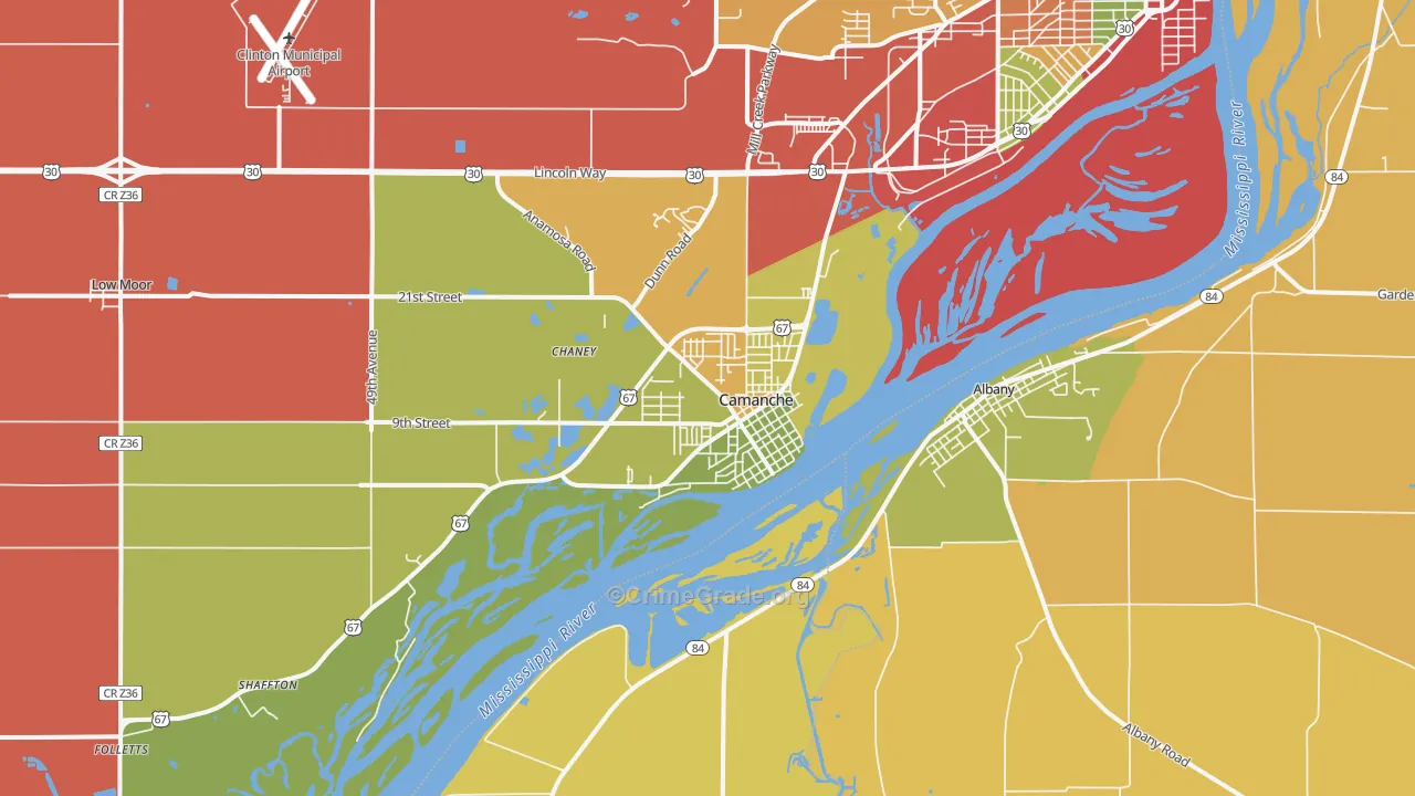Camanche, IA Map of Arson Rates