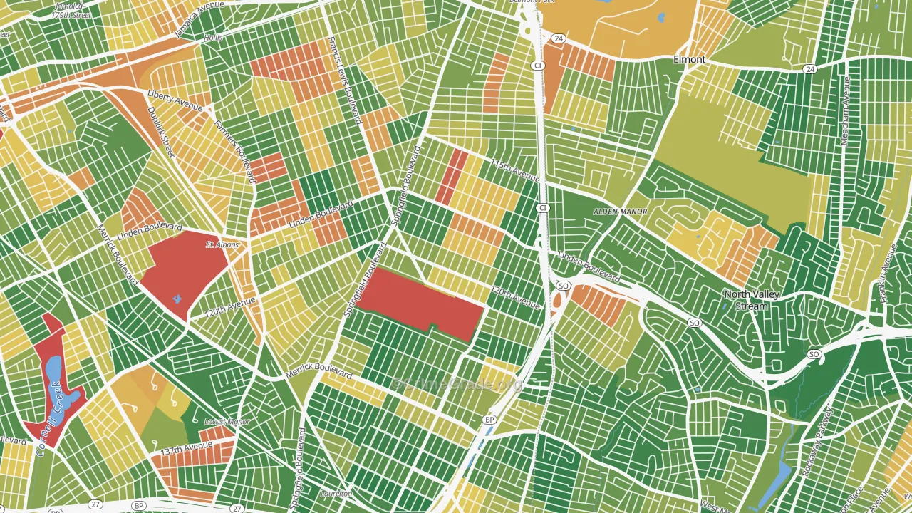 Cambria Heights, Queens, NY Map of Arson Rates