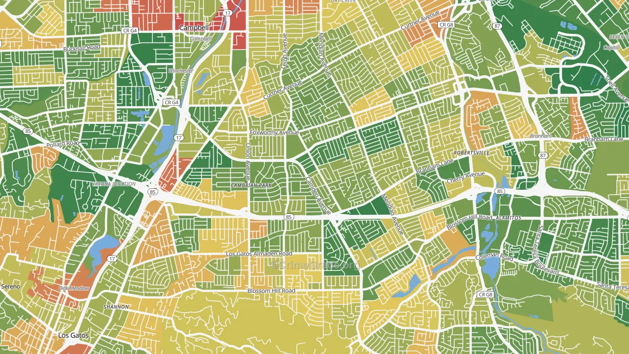 Cambrian Park, San Jose, CA Map of Arson Rates