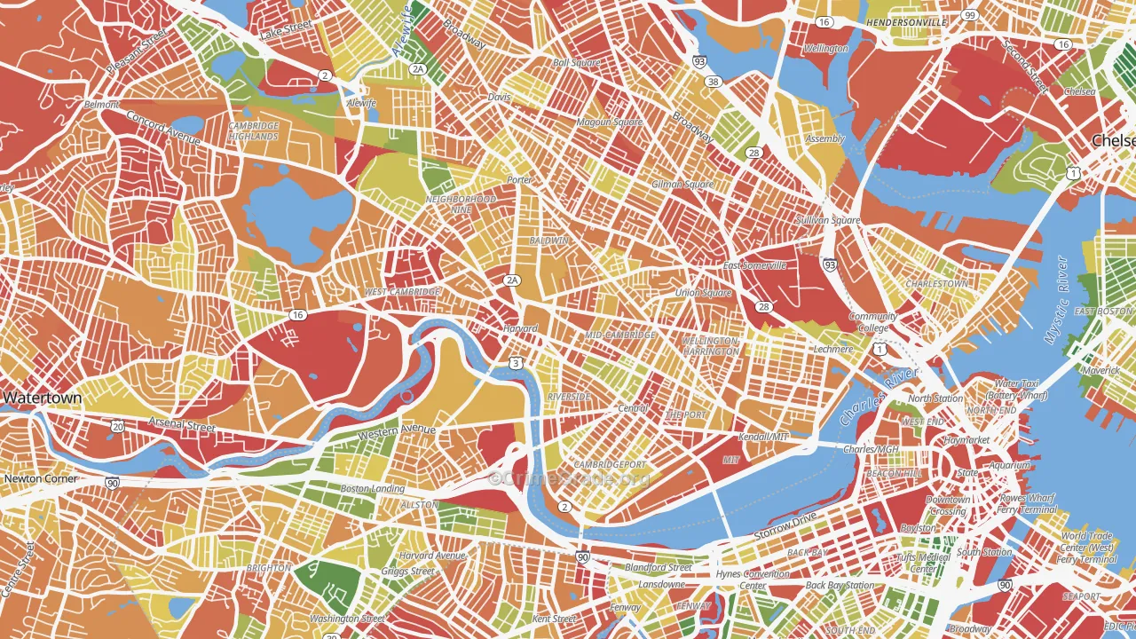 Cambridge, MA Map of Arson Rates