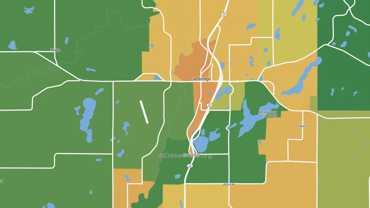 Cambridge, MN Map of Arson Rates