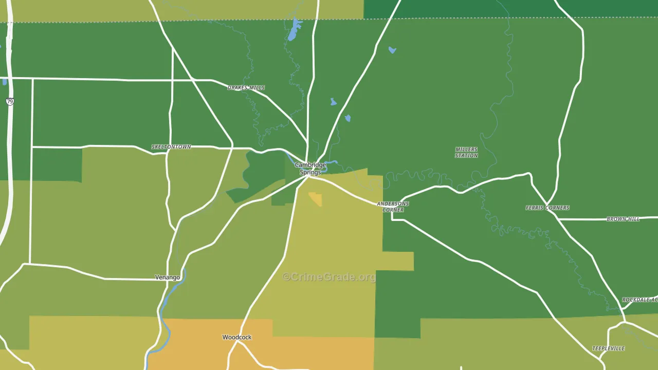 Cambridge Springs, PA Map of Arson Rates
