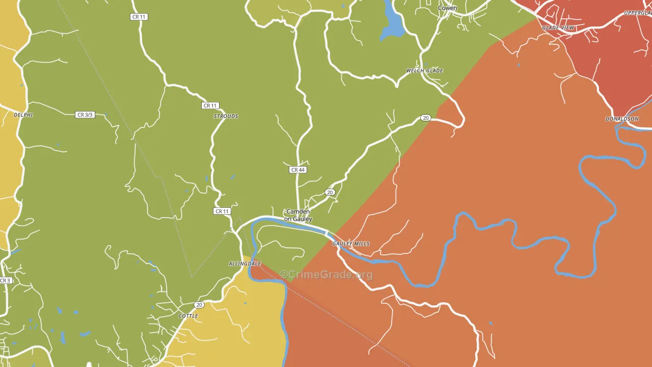 Camden-on-Gauley, WV Map of Arson Rates