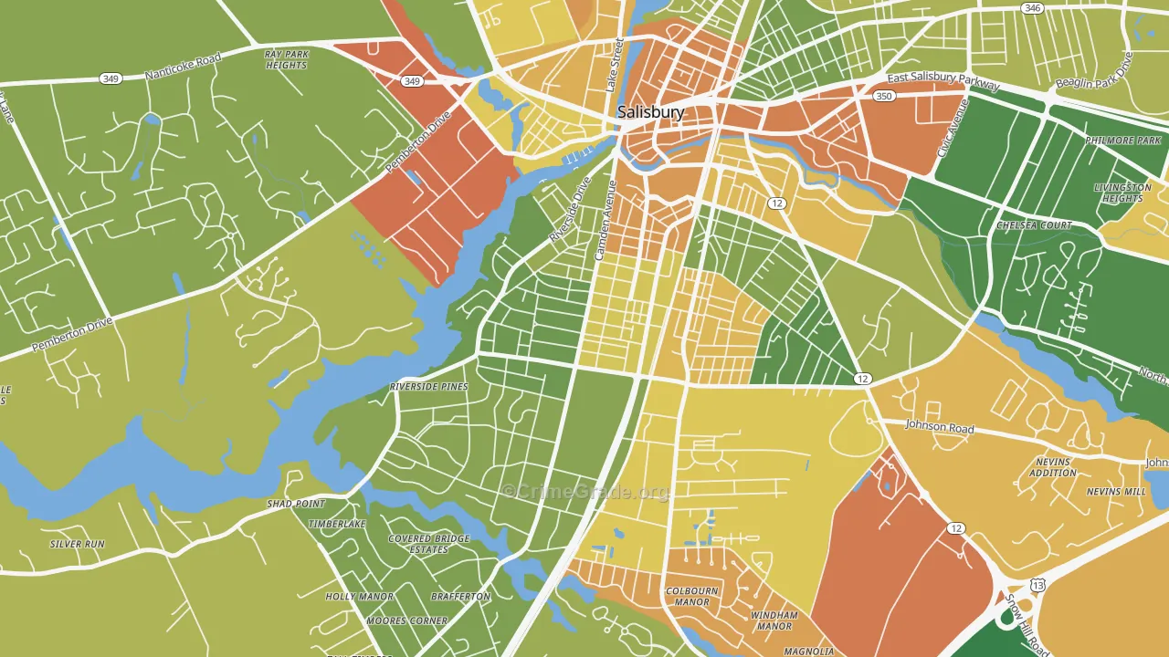 Camden, Salisbury, MD Map of Arson Rates
