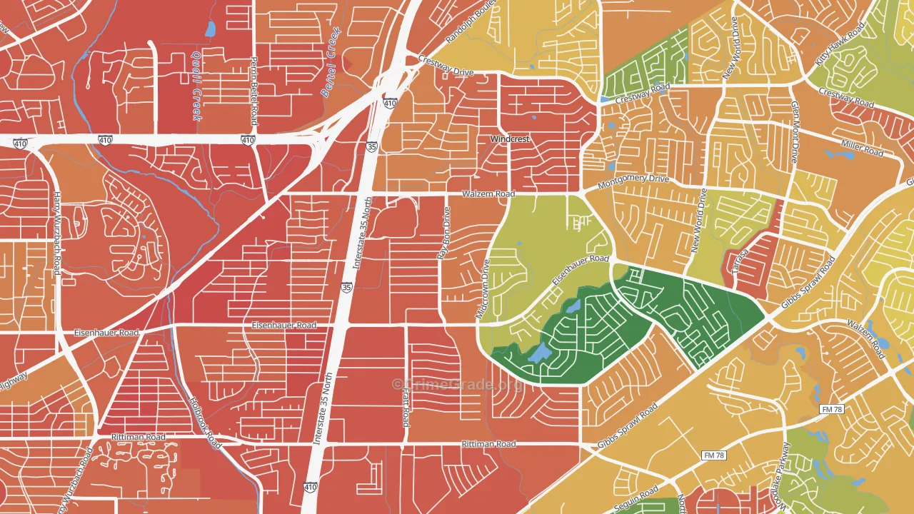 Camelot, San Antonio, TX Map of Arson Rates