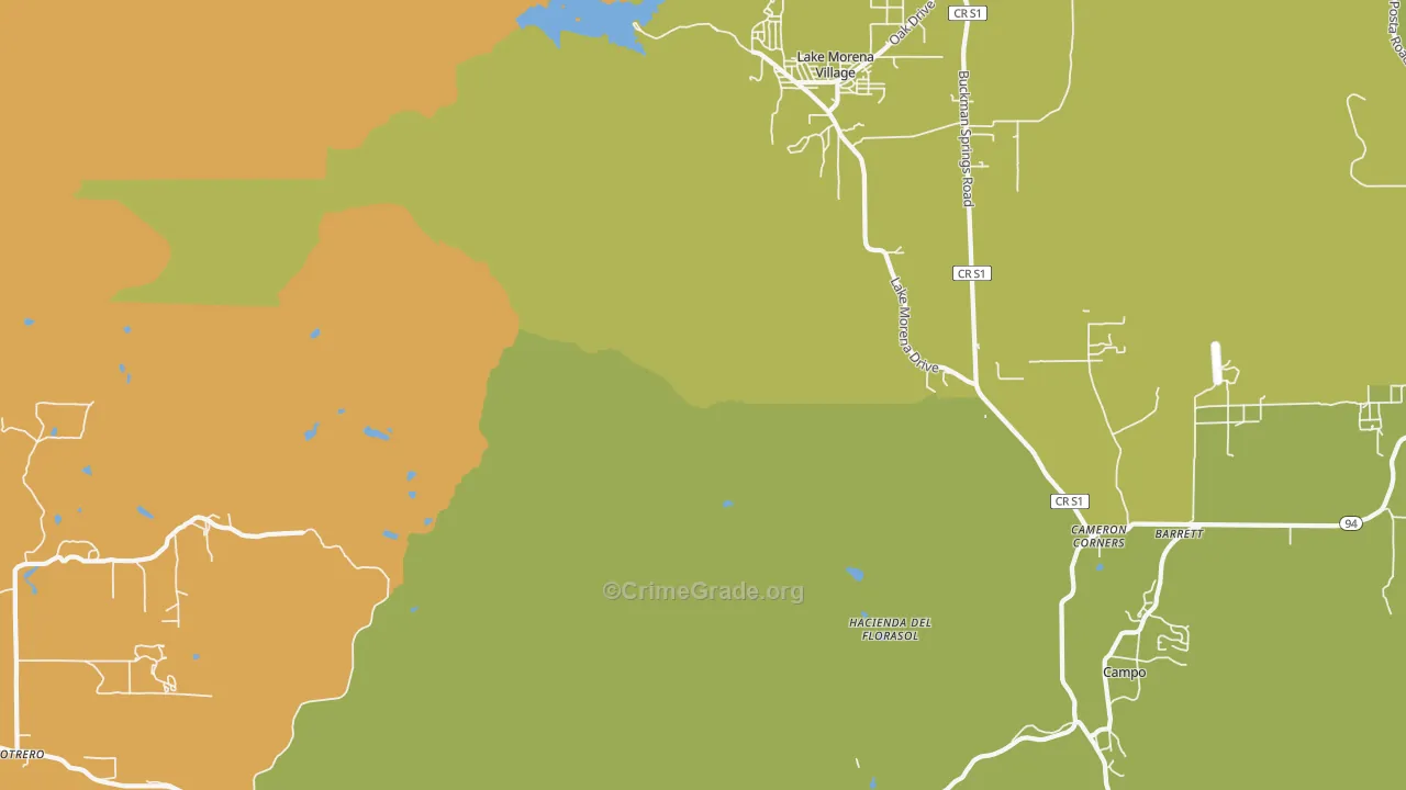 Cameron Corners, CA Map of Arson Rates