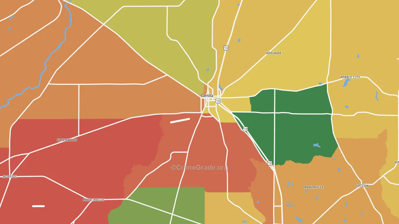 Camilla, GA Map of Arson Rates