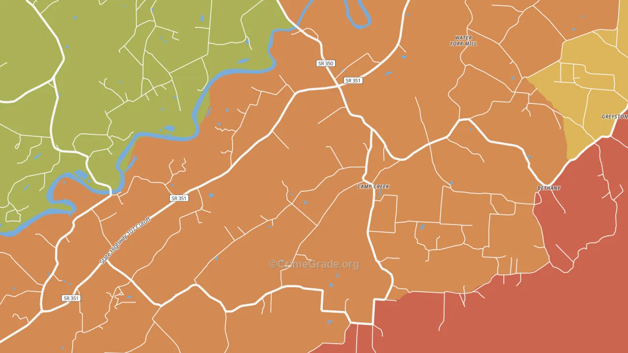 Camp Creek, TN Map of Arson Rates