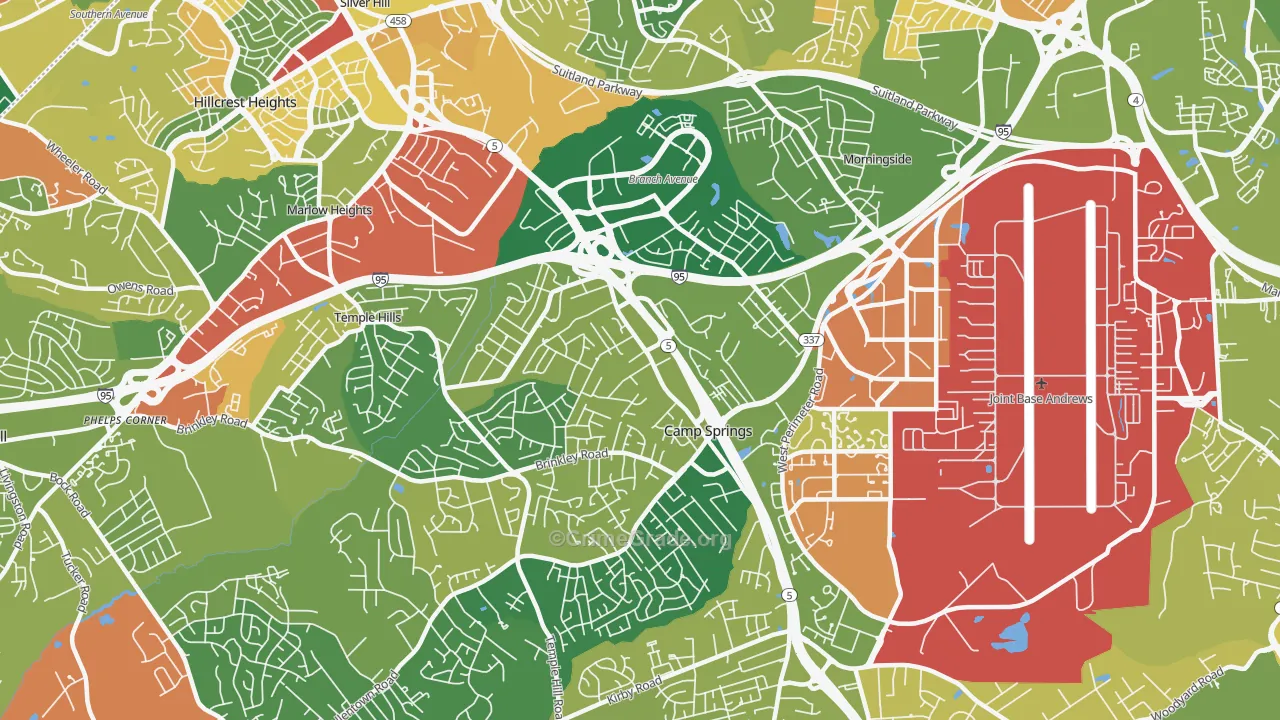 Camp Springs, MD Map of Arson Rates
