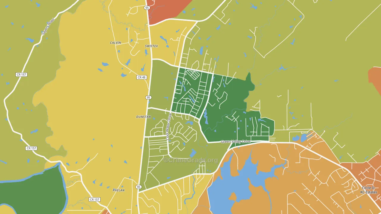 Camp Swift, TX Map of Arson Rates