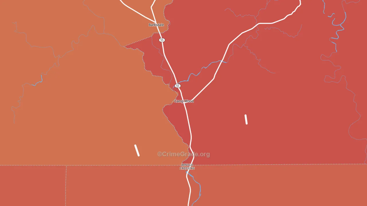 Camp Wood, TX Map of Arson Rates
