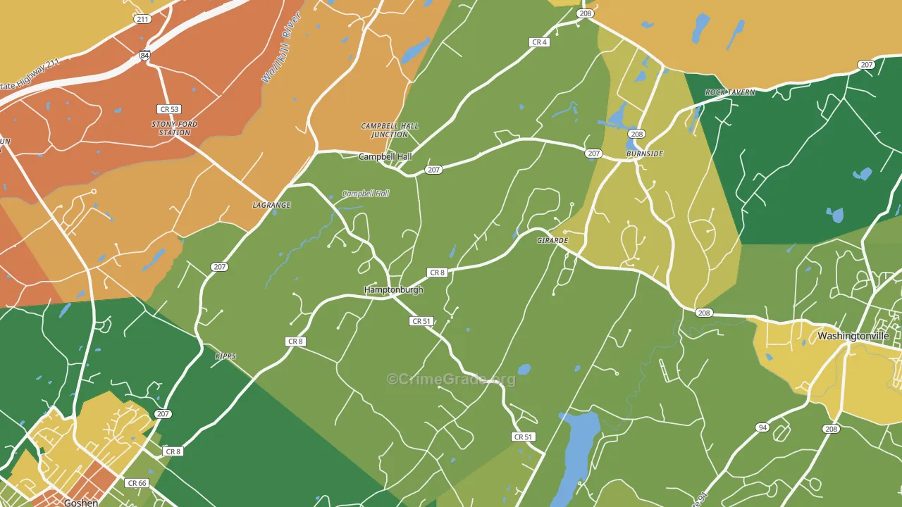 Campbell Hall, NY Map of Arson Rates