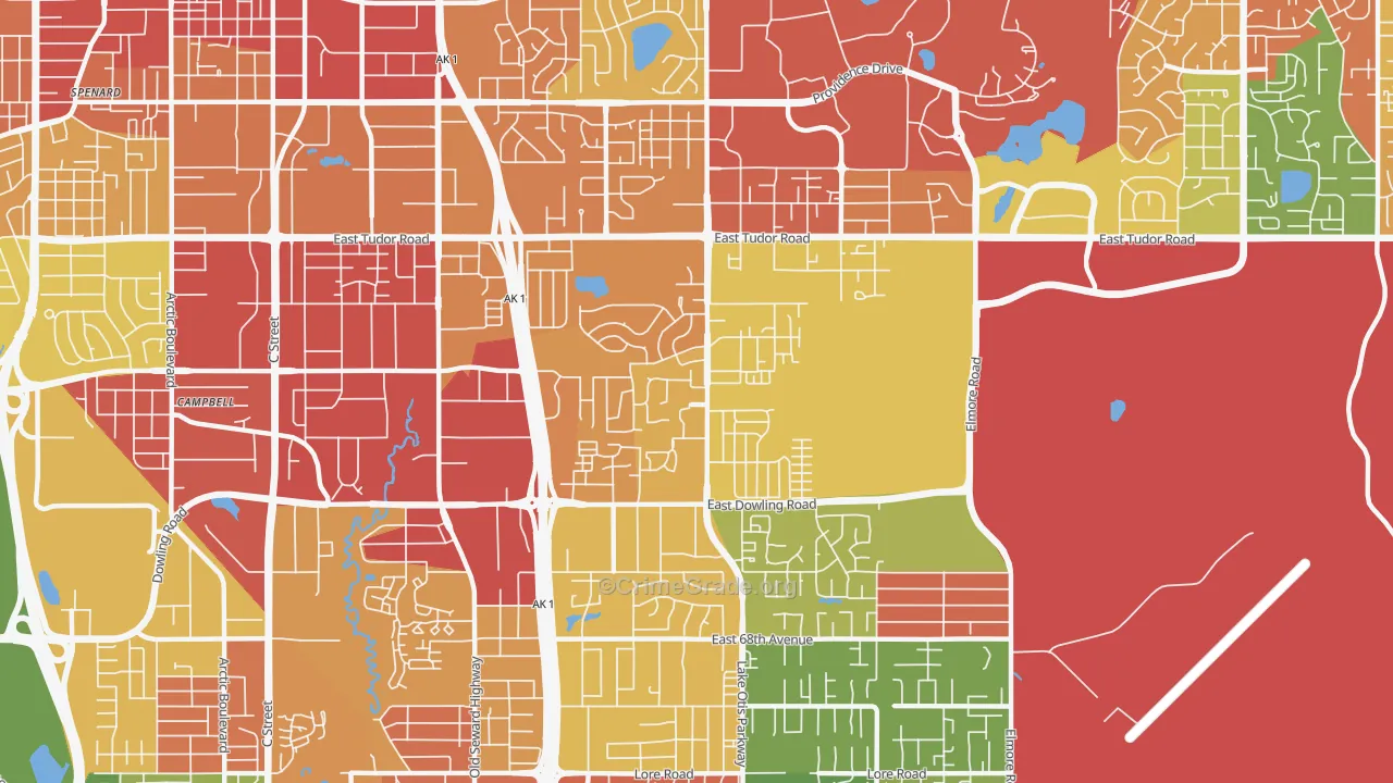 Campbell Park, Anchorage, AK Map of Arson Rates