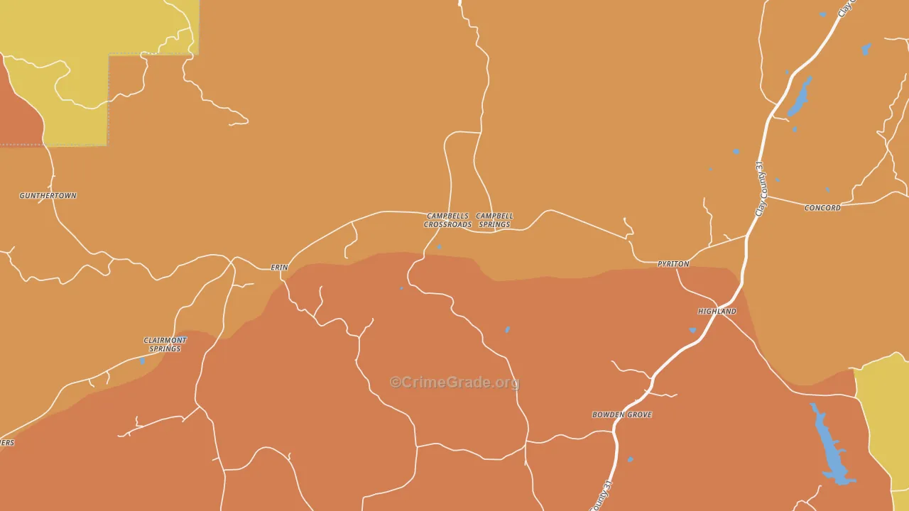 Campbells Crossroads, AL Map of Arson Rates