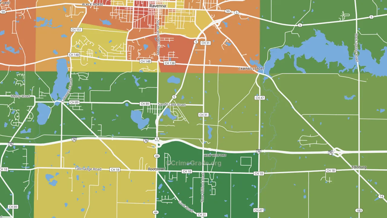 Campbellsport, OH Map of Arson Rates