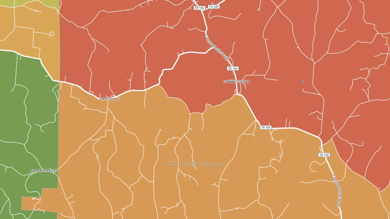 Campbellsville, TN Map of Arson Rates