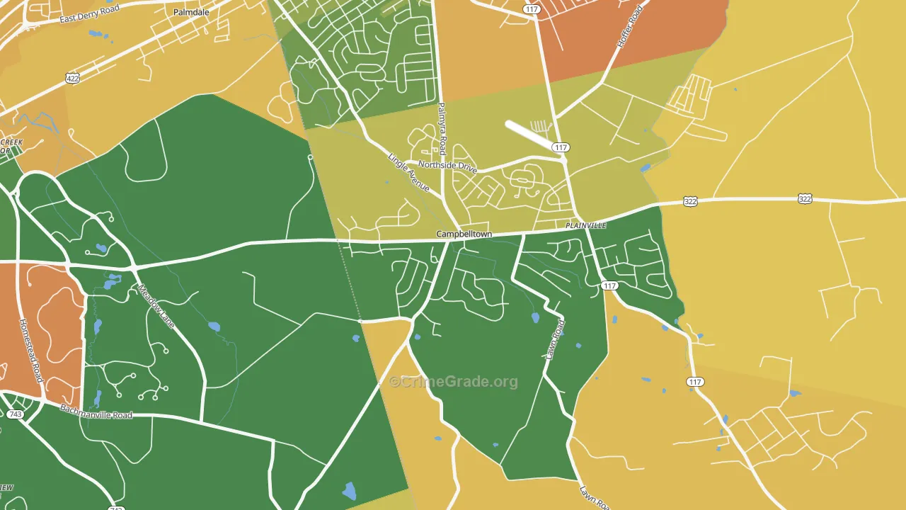 Campbelltown, PA Map of Arson Rates