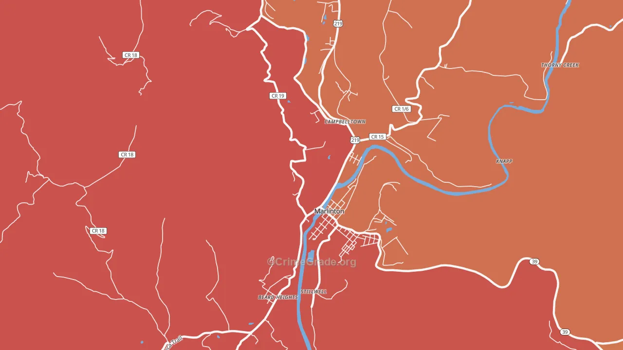 Campbelltown, WV Map of Arson Rates