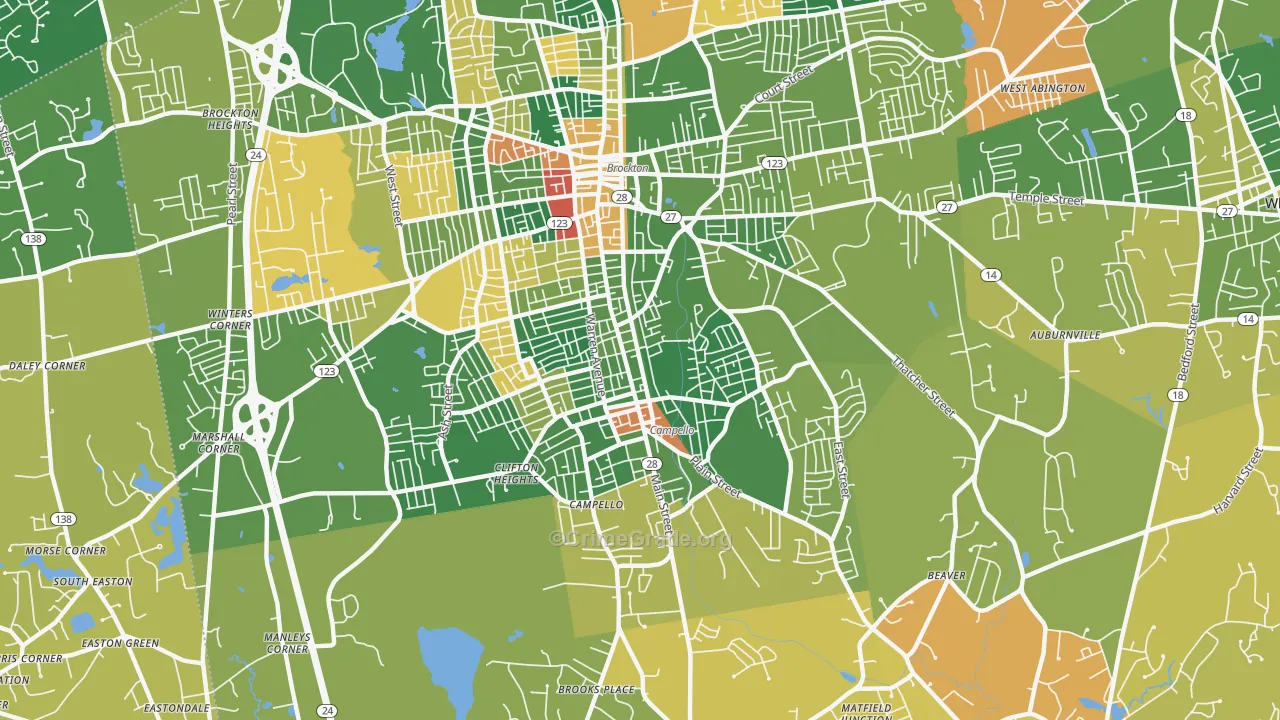 Campello, Brockton, MA Map of Arson Rates