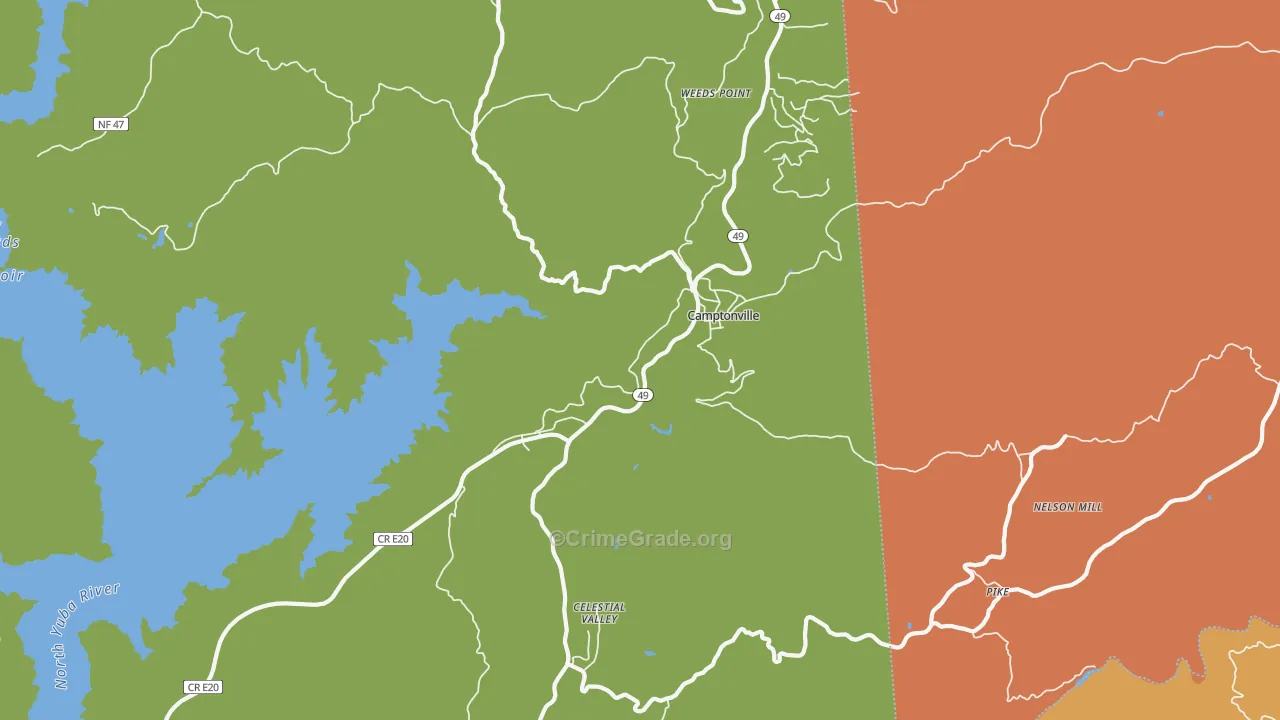 Camptonville, CA Map of Arson Rates