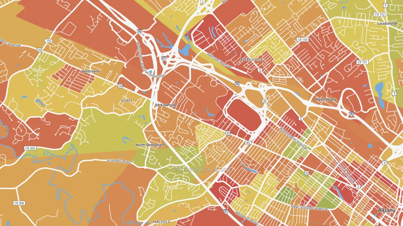 Campus Area, Albany, NY Map of Arson Rates