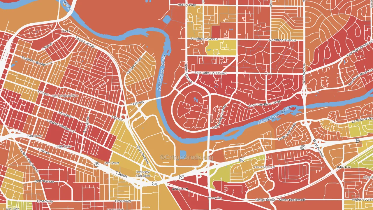 Campus Commons, Sacramento, CA Map of Arson Rates