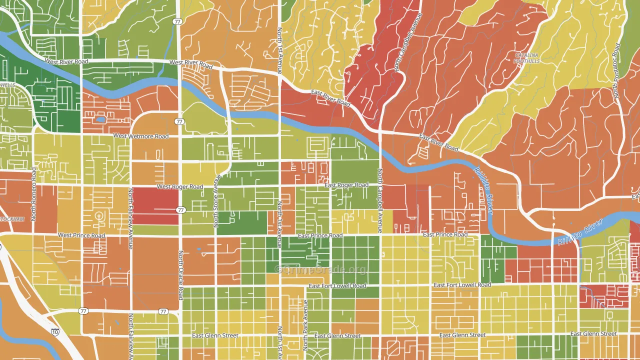 Campus Farm, Tucson, AZ Map of Arson Rates