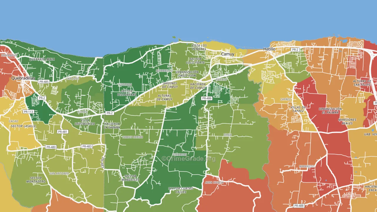 Camuy, PR Map of Arson Rates