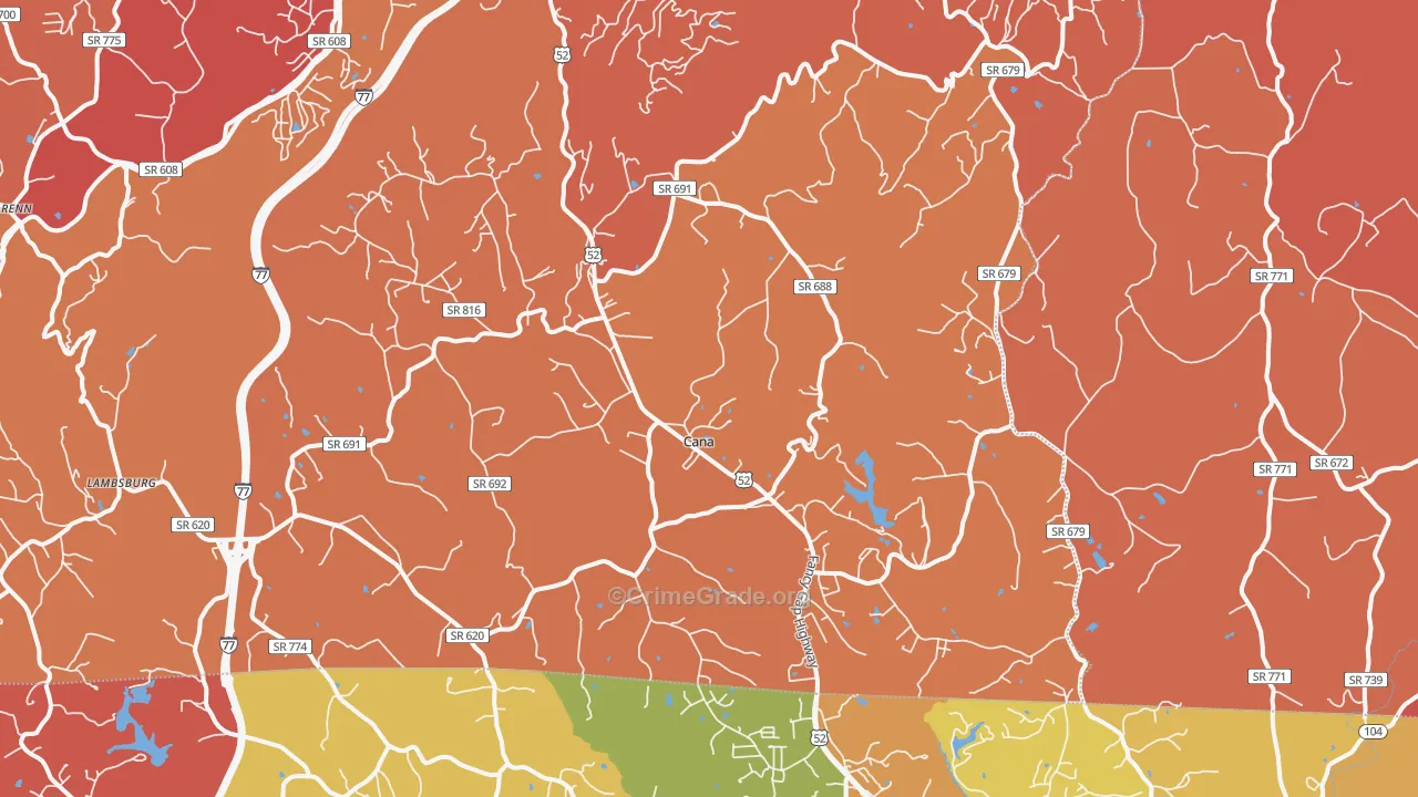 Cana, VA Map of Arson Rates