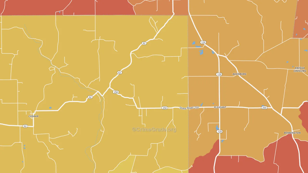 Canaan, IN Map of Arson Rates