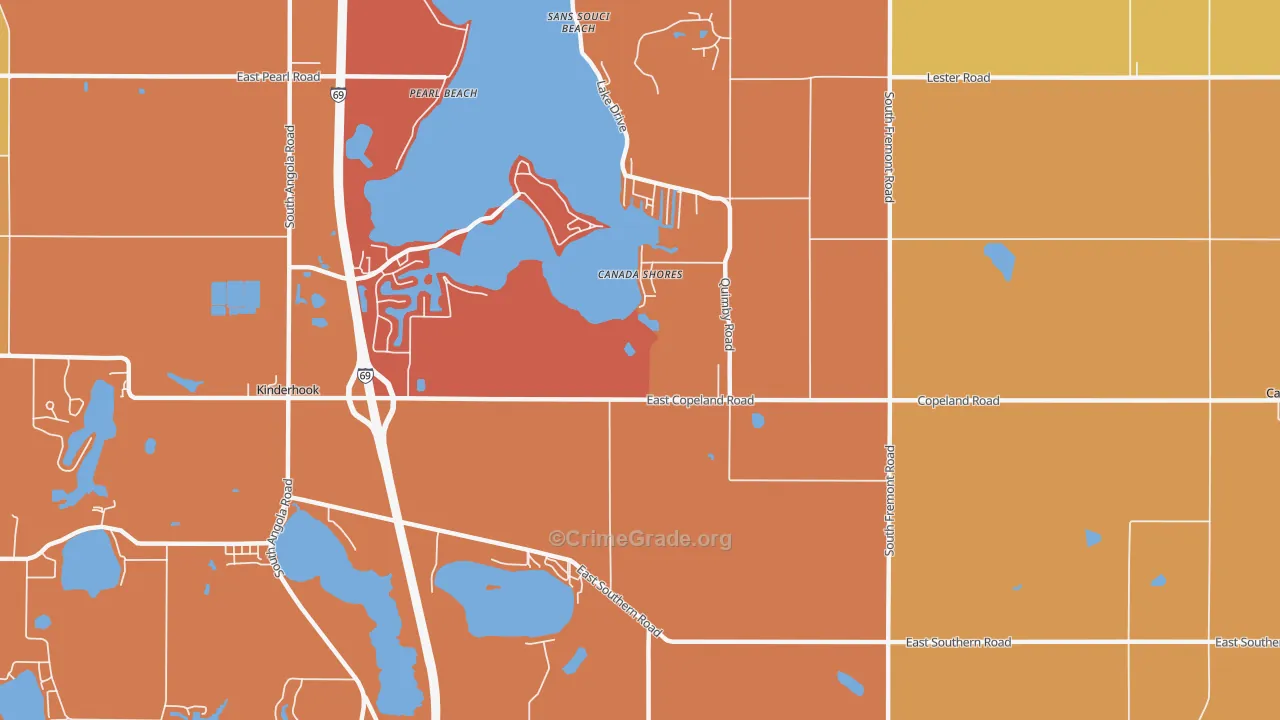 Canada Shores, MI Map of Arson Rates