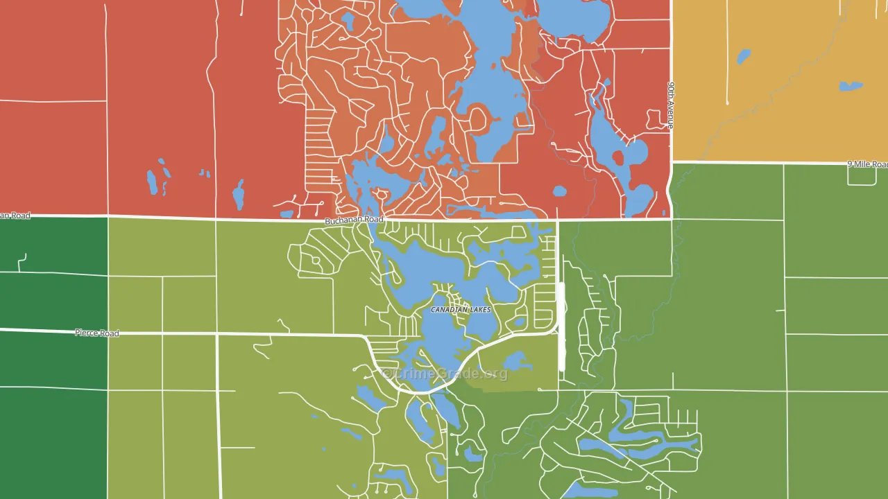 Canadian Lakes, MI Map of Arson Rates