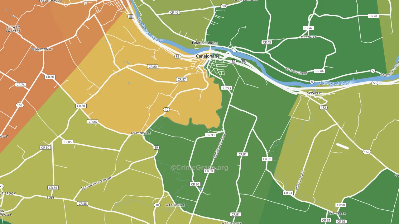Canajoharie, NY Map of Arson Rates