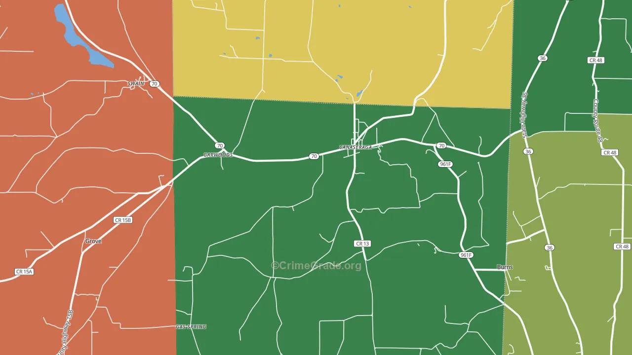 Canaseraga, NY Map of Arson Rates