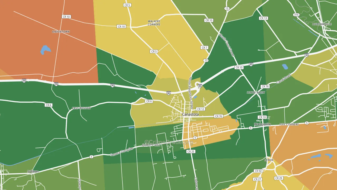 Canastota, NY Map of Arson Rates