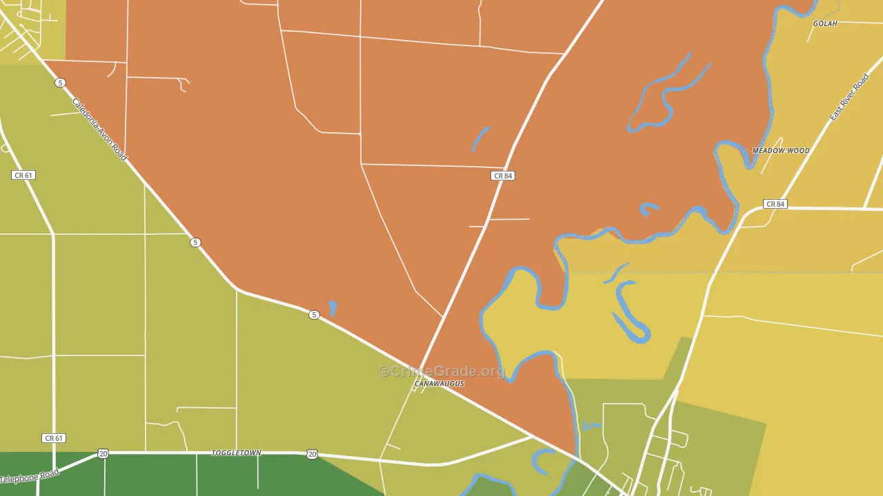 Canawaugus, NY Map of Arson Rates