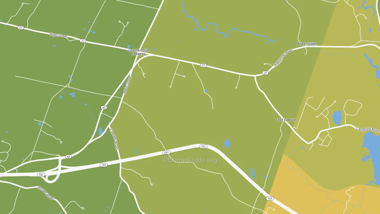 Candia Four Corners, NH Map of Arson Rates