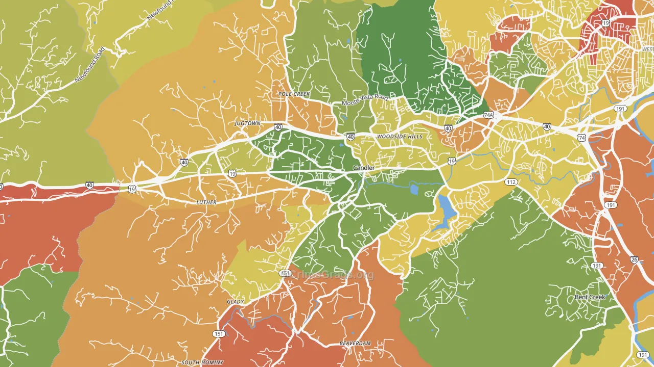 Candler, NC Map of Arson Rates