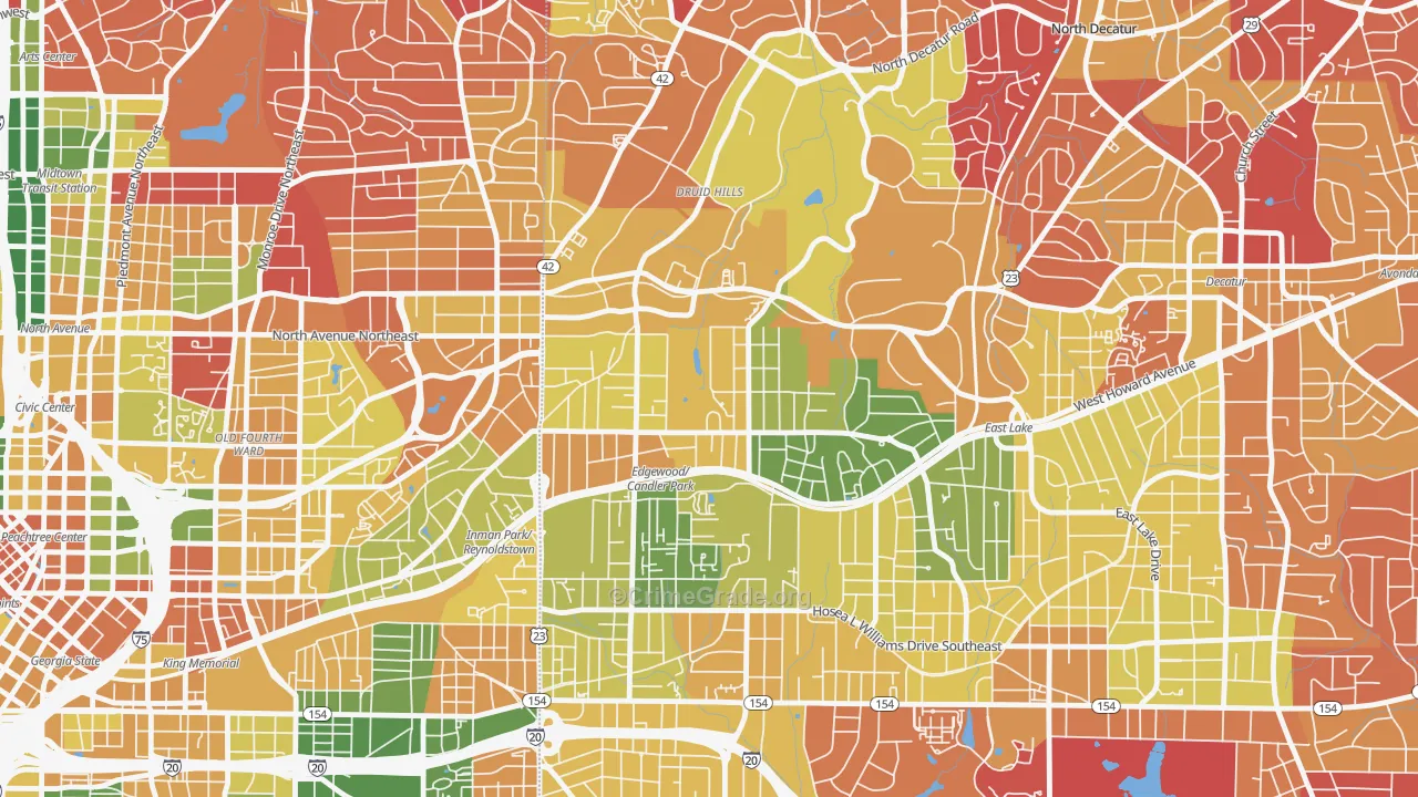 Candler Park, Atlanta, GA Map of Arson Rates