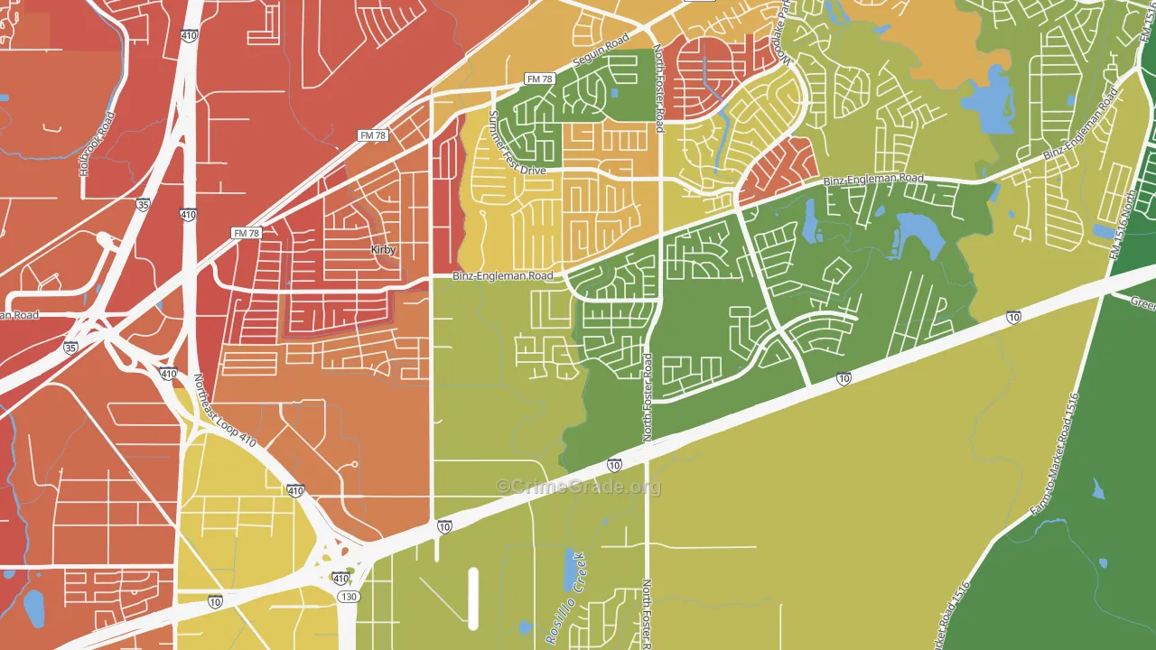 Candlewood Park, San Antonio, TX Map of Arson Rates