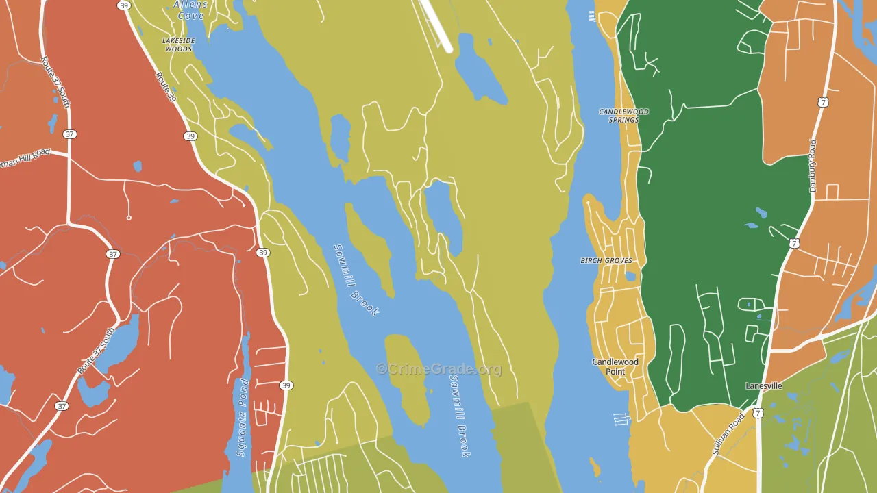 Candlewood Point, CT Map of Arson Rates