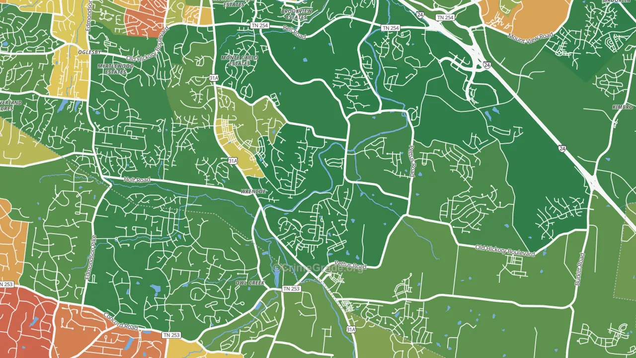 Cane Ridge, Antioch, TN Map of Arson Rates