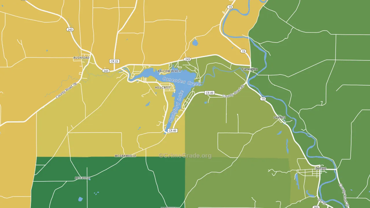 Caneadea, NY Map of Arson Rates