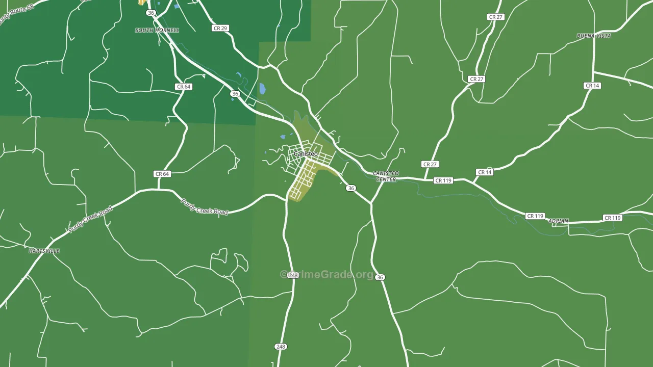 Canisteo, NY Map of Arson Rates
