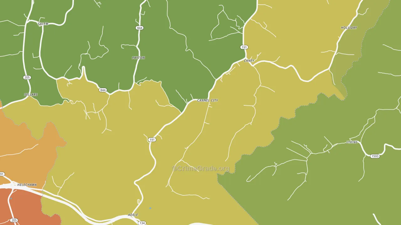 Cannel City, KY Map of Arson Rates