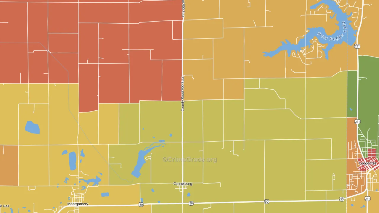 Cannelburg, IN Map of Arson Rates