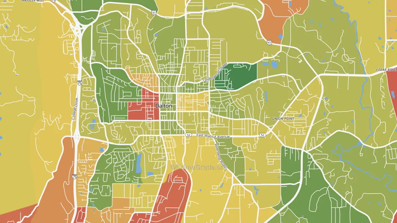 Cannon Heights, Dalton, GA Map of Arson Rates