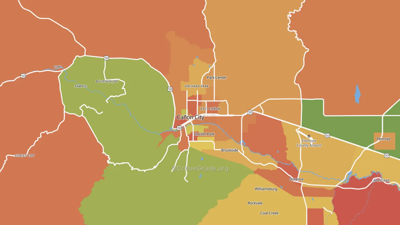 Canon City, CO Map of Arson Rates