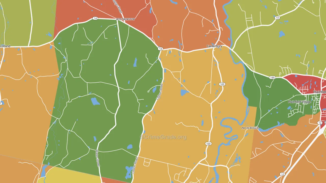 Canterbury, CT Map of Arson Rates